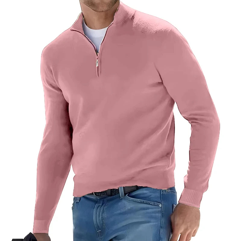 Sweat homme col demi-zip – chaud et uni