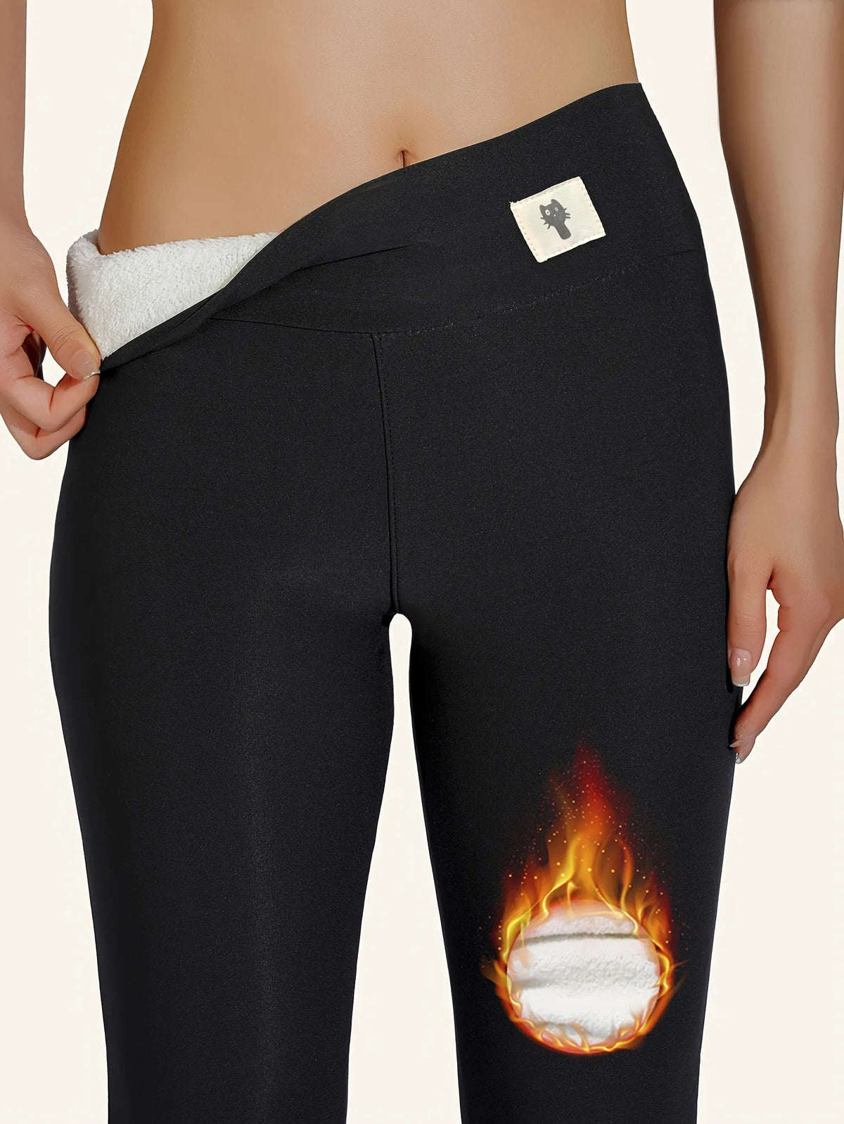 Pantalon jogging femme doublé polaire – taille haute, très chaud