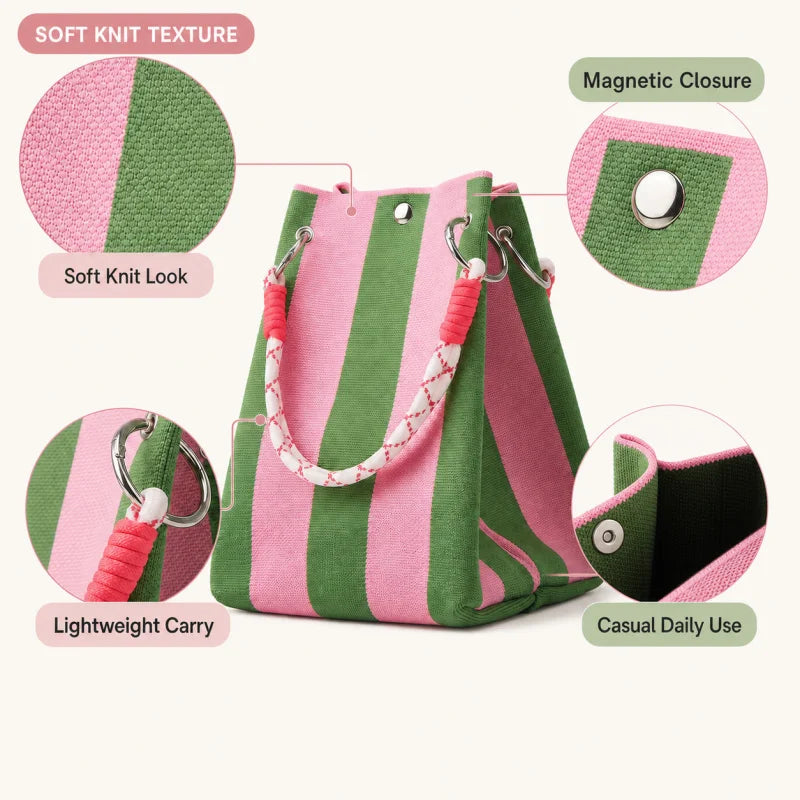 Mini sac en tricot rayé femme – style crochet