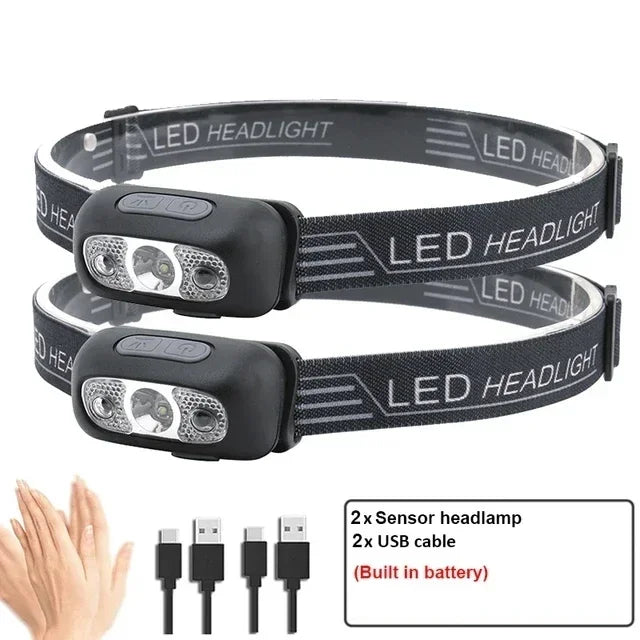Lampe frontale LED rechargeable USB – à l'unité ou en lot